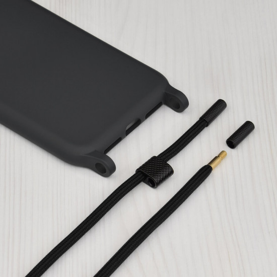 Techsuit Xiaomi Redmi 12C Crossbody Lanyard Θήκη Σιλικόνης TPU με Λουράκι - Black