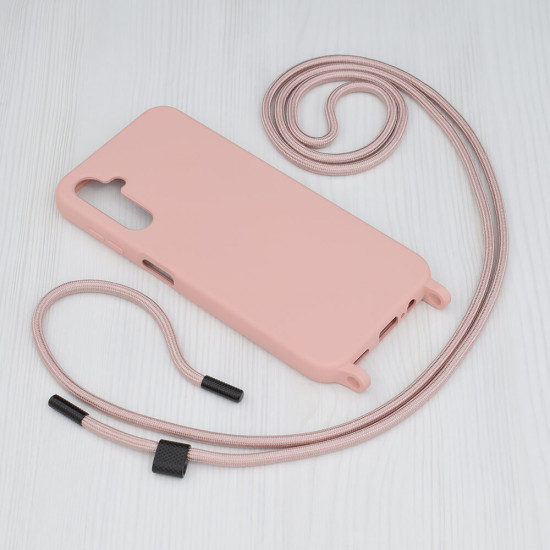 Techsuit Samsung Galaxy A14 5G Crossbody Lanyard Θήκη Σιλικόνης TPU με Λουράκι - Pink