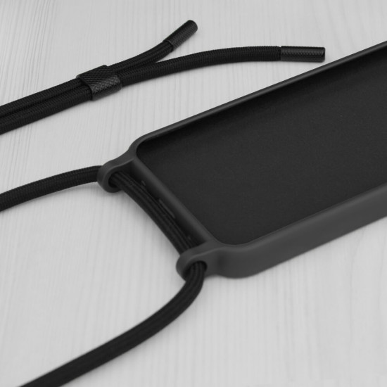 Techsuit Xiaomi Redmi Note 12 Pro / Poco X5 Pro 5G Crossbody Lanyard Θήκη Σιλικόνης TPU με Λουράκι - Black