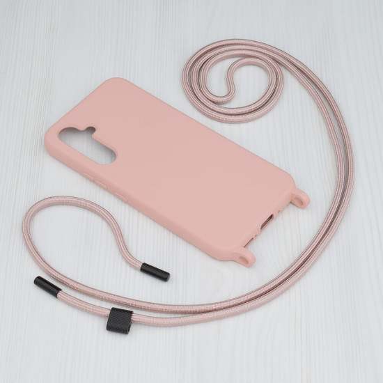 Techsuit Samsung Galaxy A54 5G Crossbody Lanyard Θήκη Σιλικόνης TPU με Λουράκι - Pink