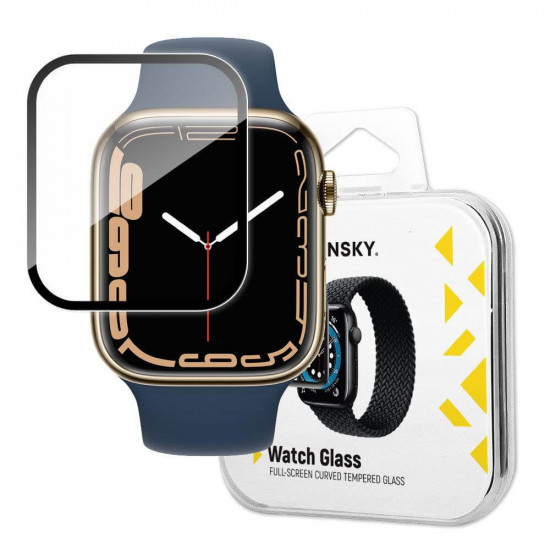 Wozinsky Προστασία Οθόνης Apple Watch 7 / 8 / 9 - 45 mm - Hybrid Glass Full Glue Screen Αντιχαρακτικό Γυαλί Οθόνης - Black