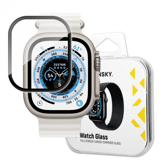 Wozinsky Προστασία Οθόνης Apple Watch Ultra / Ultra 2 - 49mm - Hybrid Glass Full Glue Screen Αντιχαρακτικό Γυαλί Οθόνης - Black