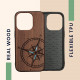 KW iPhone 14 Pro Θήκη από Φυσικό Ξύλο - Design Navigational Compass Mother of Pearl - Dark Brown - 59126.06