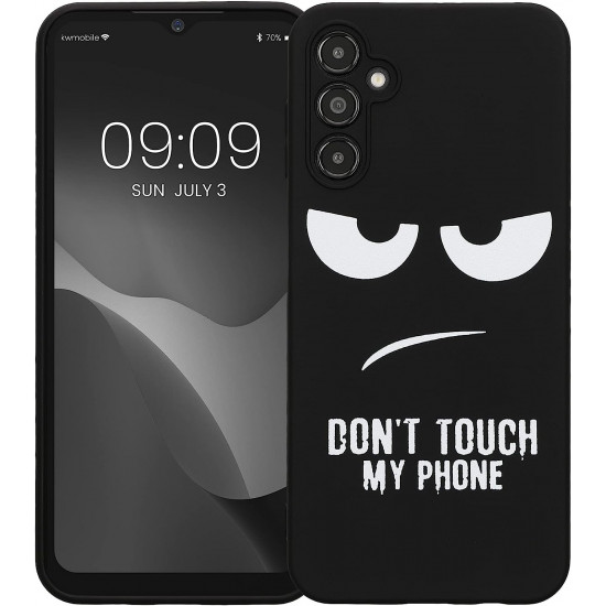 KW Samsung Galaxy A14 5G Θήκη Σιλικόνης Design Don't Touch My Phone - Black / White - 61244.01