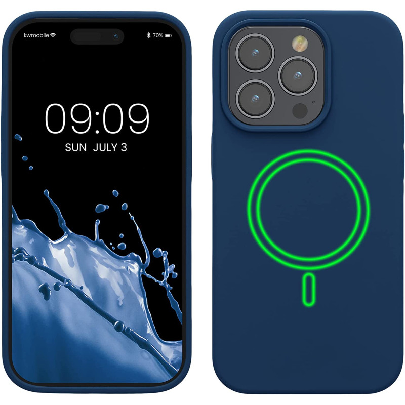 KW iPhone 14 Pro Θήκη Σιλικόνης Rubber TPU με MagSafe - Navy Blue - 60993.116