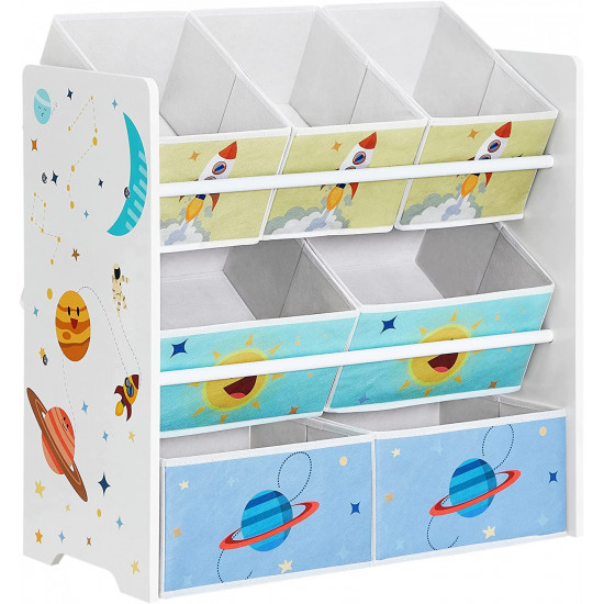 Songmics Ράφι Οργάνωσης Παιδικού Δωματίου με 7 Κουτιά Αποθήκευσης από Ύφασμα - 29,5 x 62,5 x 60 cm - White - GKR034W01