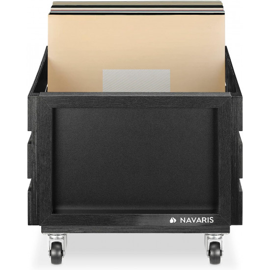 Navaris Ξύλινο Κουτί Αποθήκευσης με Πίνακα Κιμωλίας και Ροδάκια - 42,9 x 34,4 x 28 cm - Black - 53026.02.01