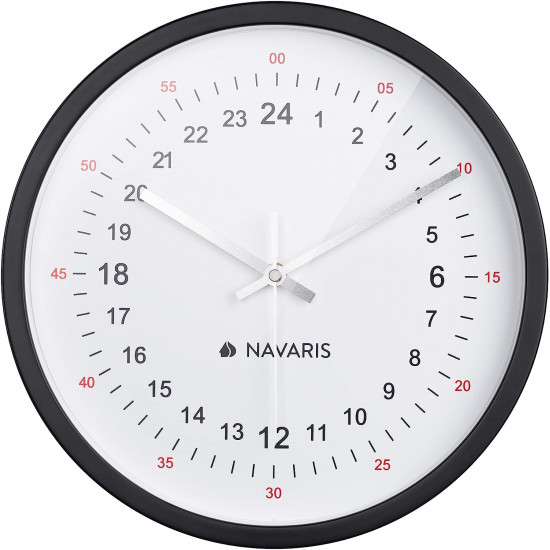 Navaris Στρόγγυλο Ρολόι Tοίχου - 30 x 30 x 4 cm - White / Black - 55028.35.48