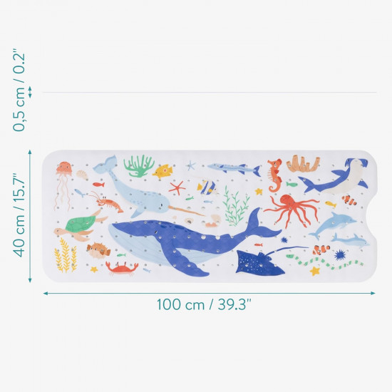 Navaris Παιδικό Αντιολισθητικό Χαλάκι Μπάνιου από PVC - Design Ocean - White / Multicolour - 60863.01