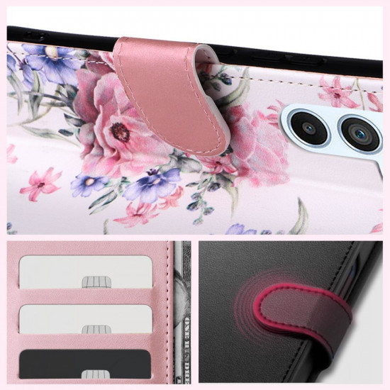 Tech-Protect Xiaomi Redmi 12 Θήκη Πορτοφόλι Stand από Δερματίνη - Blossom Flower