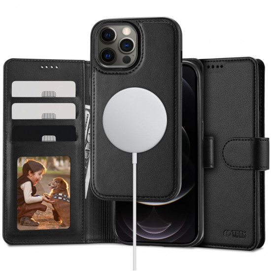 Tech-Protect iPhone 12 / iPhone 12 Pro Θήκη Πορτοφόλι Stand από Δερματίνη με Αποσπώμενη θήκη MagSafe - Black