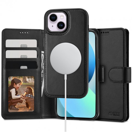 Tech-Protect iPhone 13 Θήκη Πορτοφόλι Stand από Δερματίνη με Αποσπώμενη θήκη MagSafe - Black