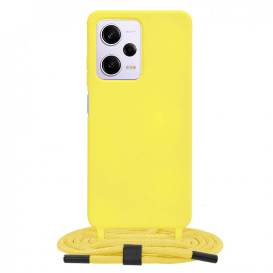 Techsuit Xiaomi Redmi Note 12 Pro / Poco X5 Pro 5G Crossbody Lanyard Θήκη Σιλικόνης TPU με Λουράκι - Yellow