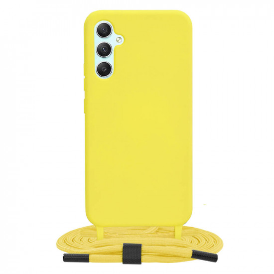 Techsuit Samsung Galaxy A34 5G Crossbody Lanyard Θήκη Σιλικόνης TPU με Λουράκι - Yellow