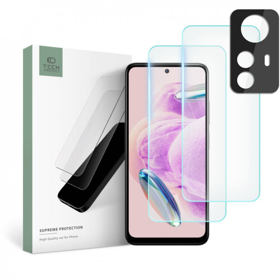 Tech-Protect Xiaomi Redmi Note 12S Supreme Set - Σετ με 2 Tempered Glass Αντιχαρακτικά Γυαλιά Οθόνης και 1 Αντιχαρακτικό Γυαλί για την Κάμερα - Διάφανα