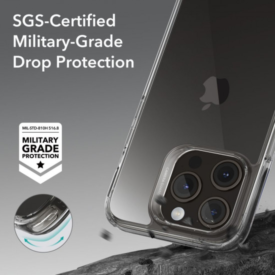 ESR iPhone 15 Pro Ice Shield Θήκη με Πλαίσιο Σιλικόνης και Όψη Γυαλιού Tempered Glass - Διάφανη