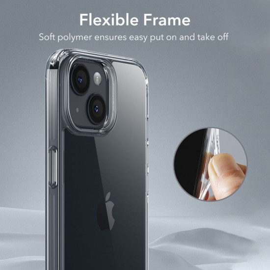 ESR iPhone 15 Ice Shield Θήκη με Πλαίσιο Σιλικόνης και Όψη Γυαλιού Tempered Glass - Διάφανη