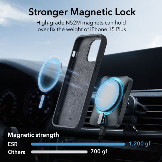 ESR iPhone 15 Plus Cloud Kickstand Halolock MagSafe Σκληρή Θήκη με Πλαίσιο Σιλικόνης και Stand - Black