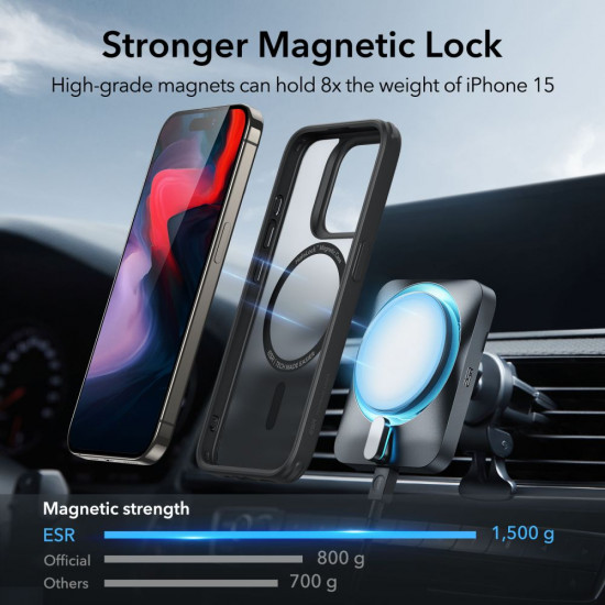 ESR iPhone 15 Pro Max Classic Hybrid Halolock Σκληρή Θήκη με Πλαίσιο Σιλικόνης και MagSafe - Frosted Black