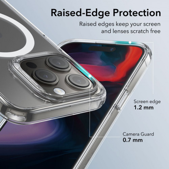 ESR iPhone 15 Pro Max Classic Hybrid Halolock Σκληρή Θήκη με Πλαίσιο Σιλικόνης και MagSafe - Διάφανη