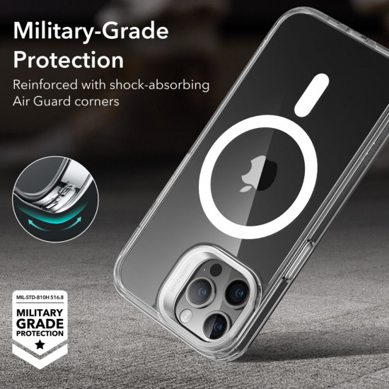 ESR iPhone 15 Pro Max Classic Kickstand Halolock MagSafe Σκληρή Θήκη με Πλαίσιο Σιλικόνης και Stand - Διάφανη