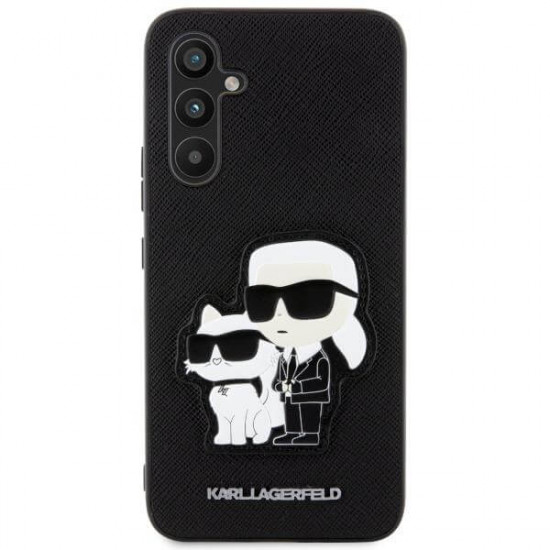 Karl Lagerfeld Samsung Galaxy A34 5G - Saffiano Karl and Choupette Body Σκληρή Θήκη με Επένδυση Συνθετικού Δέρματος και Πλαίσιο Σιλικόνης - Black - KLHCA34SANKCPK