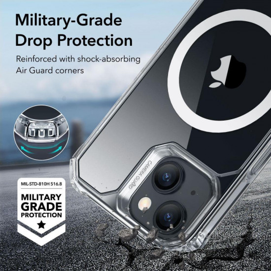 ESR iPhone 15 Air Armor Halolock Σκληρή Θήκη με Πλαίσιο Σιλικόνης και MagSafe - Διάφανη