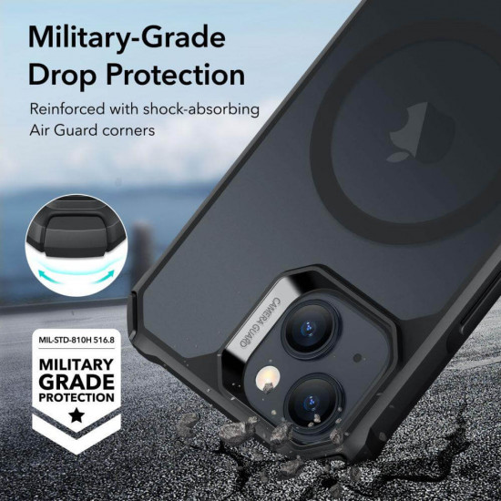 ESR iPhone 15 Plus Air Armor Halolock Σκληρή Θήκη με Πλαίσιο Σιλικόνης και MagSafe - Frosted Black