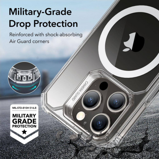 ESR iPhone 15 Pro Air Armor Halolock Σκληρή Θήκη με Πλαίσιο Σιλικόνης και MagSafe - Διάφανη