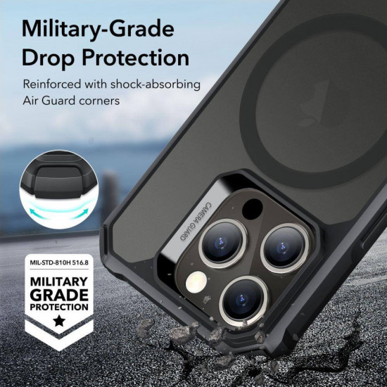 ESR iPhone 15 Pro Air Armor Halolock Σκληρή Θήκη με Πλαίσιο Σιλικόνης και MagSafe - Frosted Black