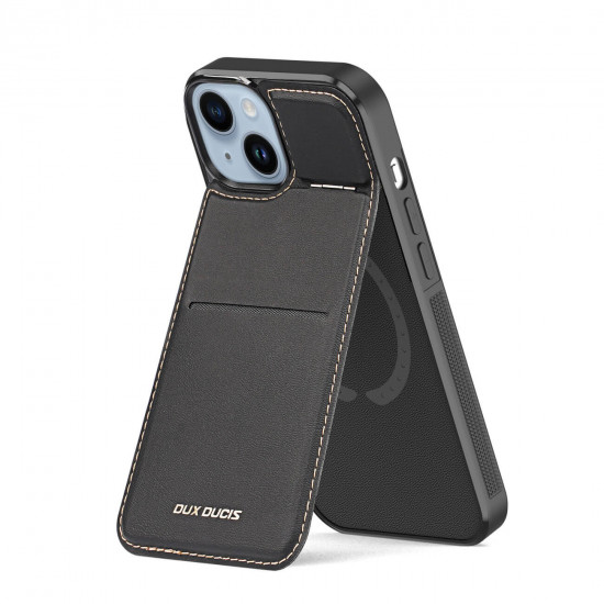 Dux Ducis iPhone 15 Plus Rafi Mag Anti-RFID 3in1 Θήκη με Υποδοχή για Κάρτες / Stand και MagSafe - Black