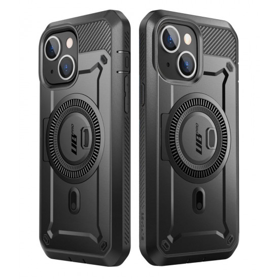 Supcase iPhone 15 UB Pro Mag Σκληρή Θήκη με Προστασία Οθόνης και Stand με Magsafe - Black