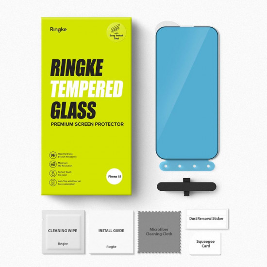 Ringke iPhone 15 TG Case Friendly Full Screen Tempered Glass 9H Αντιχαρακτικό Γυαλί Οθόνης - Black