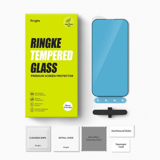 Ringke iPhone 15 Pro Max TG Case Friendly Full Screen Tempered Glass 9H Αντιχαρακτικό Γυαλί Οθόνης - Black