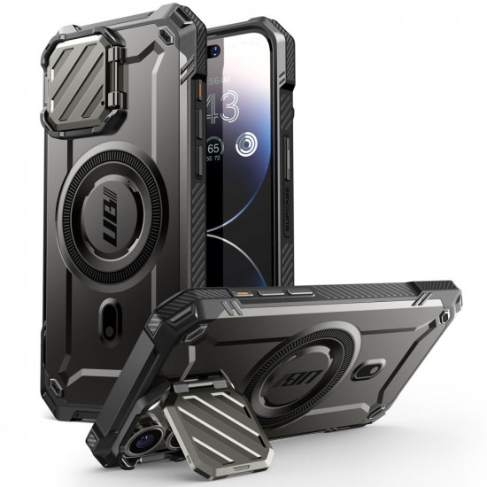 Supcase iPhone 15 Pro UB XT Mag Σκληρή Θήκη με Ανοιγόμενο Κάλυμμα Κάμερας / Stand και Magsafe - Black