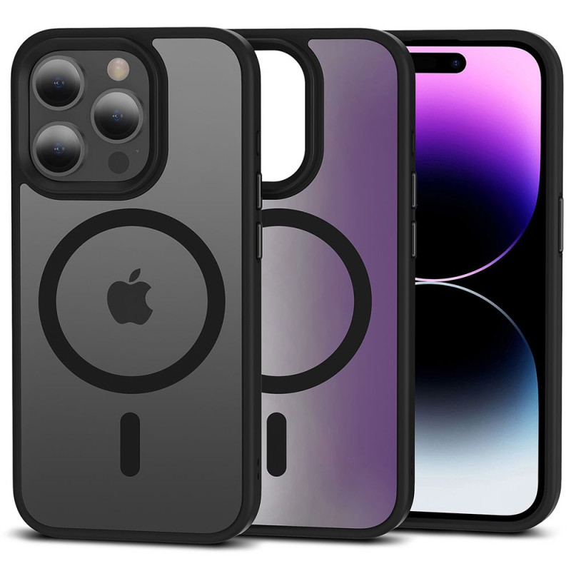 Tech-Protect iPhone 15 Pro MagMat Σκληρή Θήκη με Πλαίσιο Σιλικόνης και MagSafe - Matte Black / Ημιδιάφανη