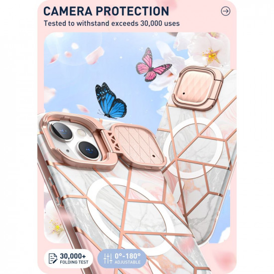 i-Blason iPhone 15 Cosmo Mag Σκληρή Θήκη με Προστασία Οθόνης / Κάμερας και Magsafe - Marble