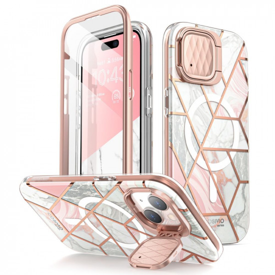 i-Blason iPhone 15 Cosmo Mag Σκληρή Θήκη με Προστασία Οθόνης / Κάμερας και Magsafe - Marble