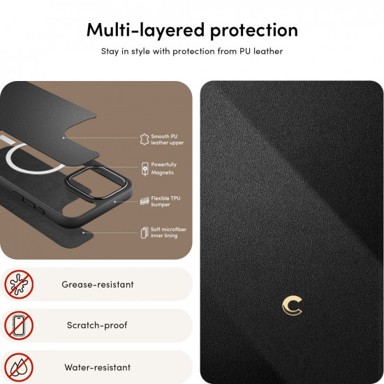 Spigen Cyrill iPhone 15 Pro Max Classic Charm Mag Σκληρή Θήκη MagSafe με Πλαίσιο Σιλικόνης και Λουράκι - Black