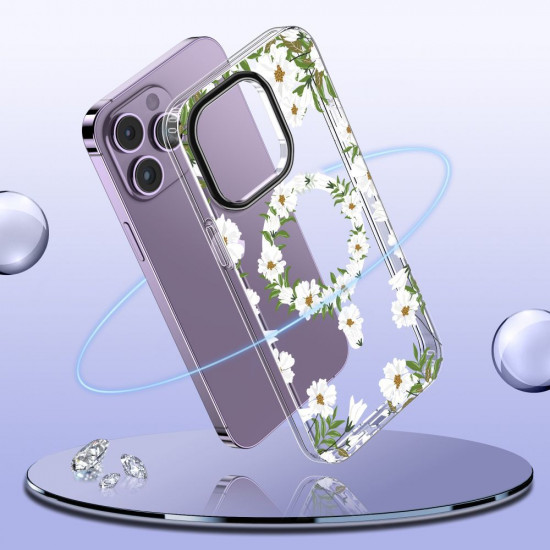 Tech-Protect iPhone 15 MagMood Σκληρή Θήκη με Πλαίσιο Σιλικόνης και MagSafe - Spring Daisy