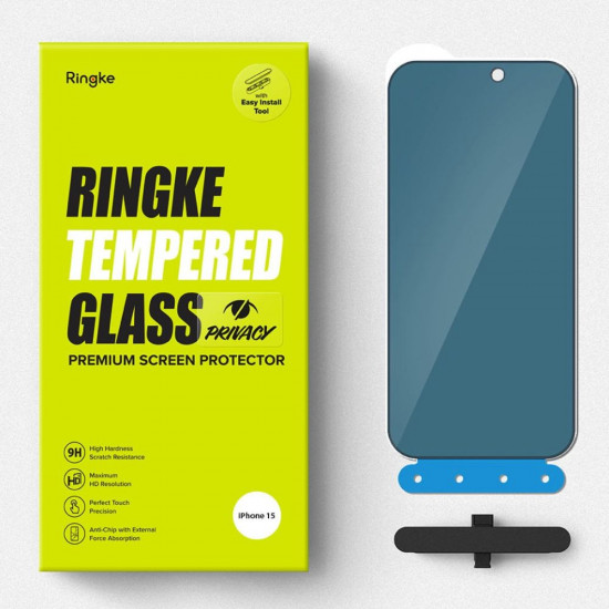 Ringke iPhone 15 TG Glass 0.3mm 2.5D 9H Tempered Glass Αντιχαρακτικό Γυαλί Οθόνης - Privacy