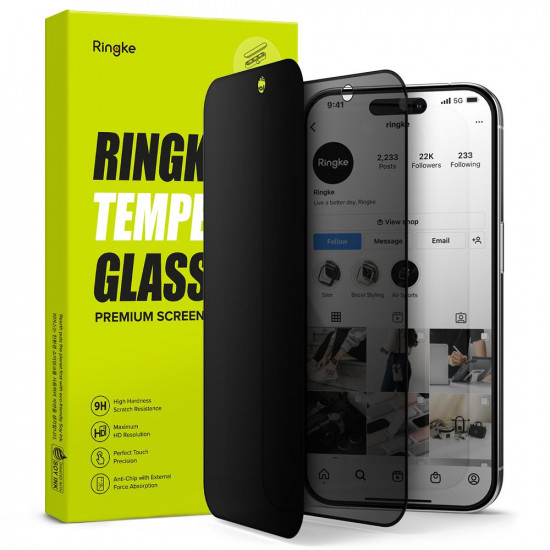 Ringke iPhone 15 Pro TG Glass 0.3mm 2.5D 9H Tempered Glass Αντιχαρακτικό Γυαλί Οθόνης - Privacy