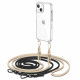 Tech-Protect iPhone 15 Flexair Chain MagSafe Σκληρή Θήκη με Πλαίσιο Σιλικόνης και 2 Λουράκια - Διάφανη - Black / Beige