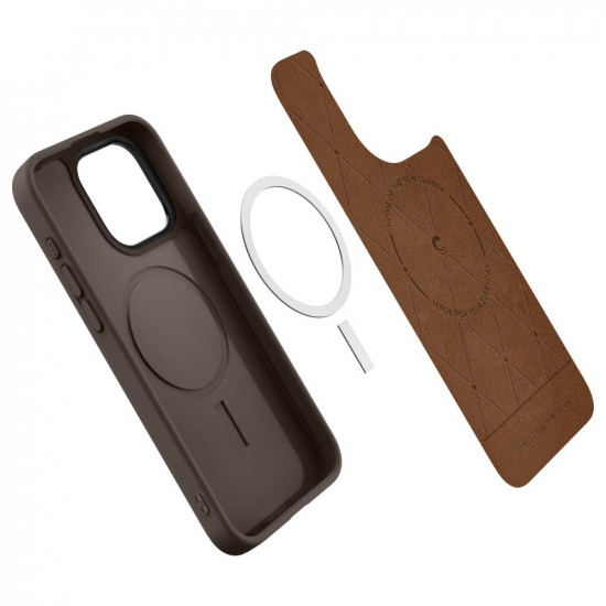 Spigen Cyrill iPhone 15 Pro Max Kajuk Mag Θήκη με Επένδυση Συνθετικού Δέρματος και MagSafe - Saddle Brown