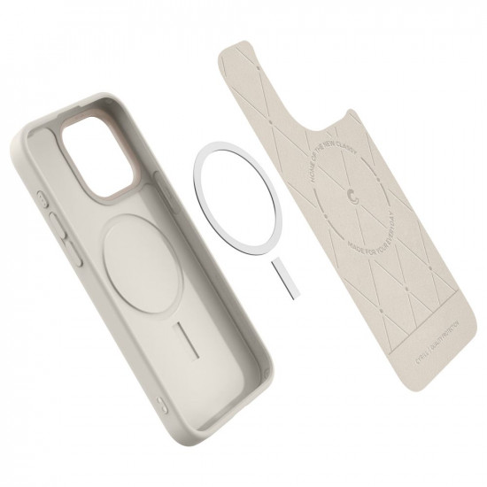 Spigen Cyrill iPhone 15 Pro Max Kajuk Mag Θήκη με Επένδυση Συνθετικού Δέρματος και MagSafe - Cream