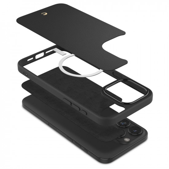 Spigen Cyrill iPhone 15 Pro Max Kajuk Mag Θήκη με Επένδυση Συνθετικού Δέρματος και MagSafe - Black