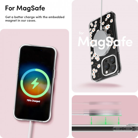 Spigen Cyrill iPhone 15 Pro Cecile Mag Σκληρή Θήκη με Πλαίσιο Σιλικόνης και MagSafe - White Daisy