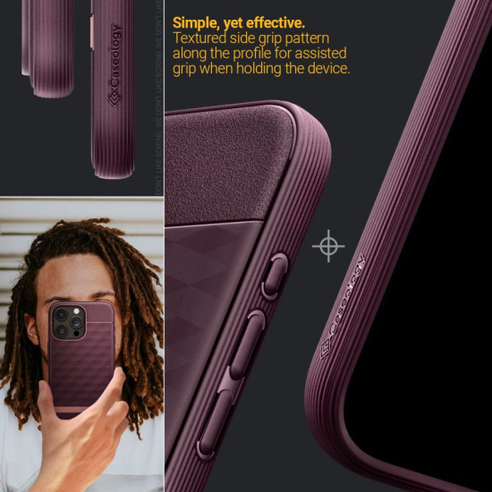 Caseology iPhone 15 Pro Parallax Mag Θήκη Σιλικόνης με Σκληρό Πλαίσιο και MagSafe - Burgundy