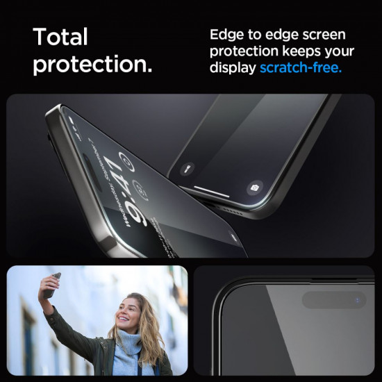 Spigen iPhone 15 Pro Glas.TR EZ Fit FC 0.3mm 2.5D 9H Case Friendly Full Screen Tempered Glass Αντιχαρακτικό Γυαλί Οθόνης - Black - AGL06899