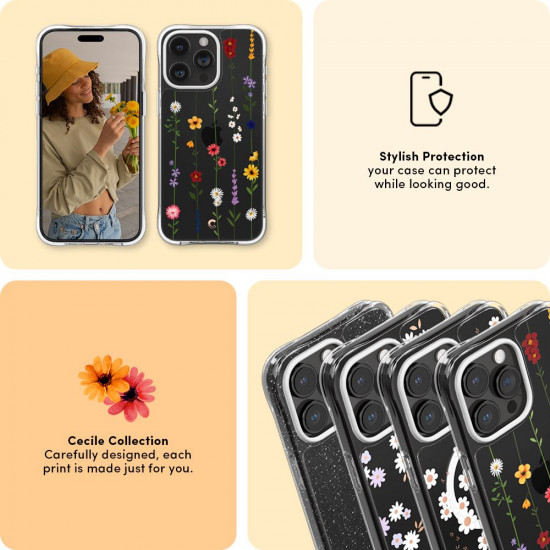 Spigen Cyrill iPhone 15 Pro Max Cecile Σκληρή Θήκη με Πλαίσιο Σιλικόνης - Flower Garden
